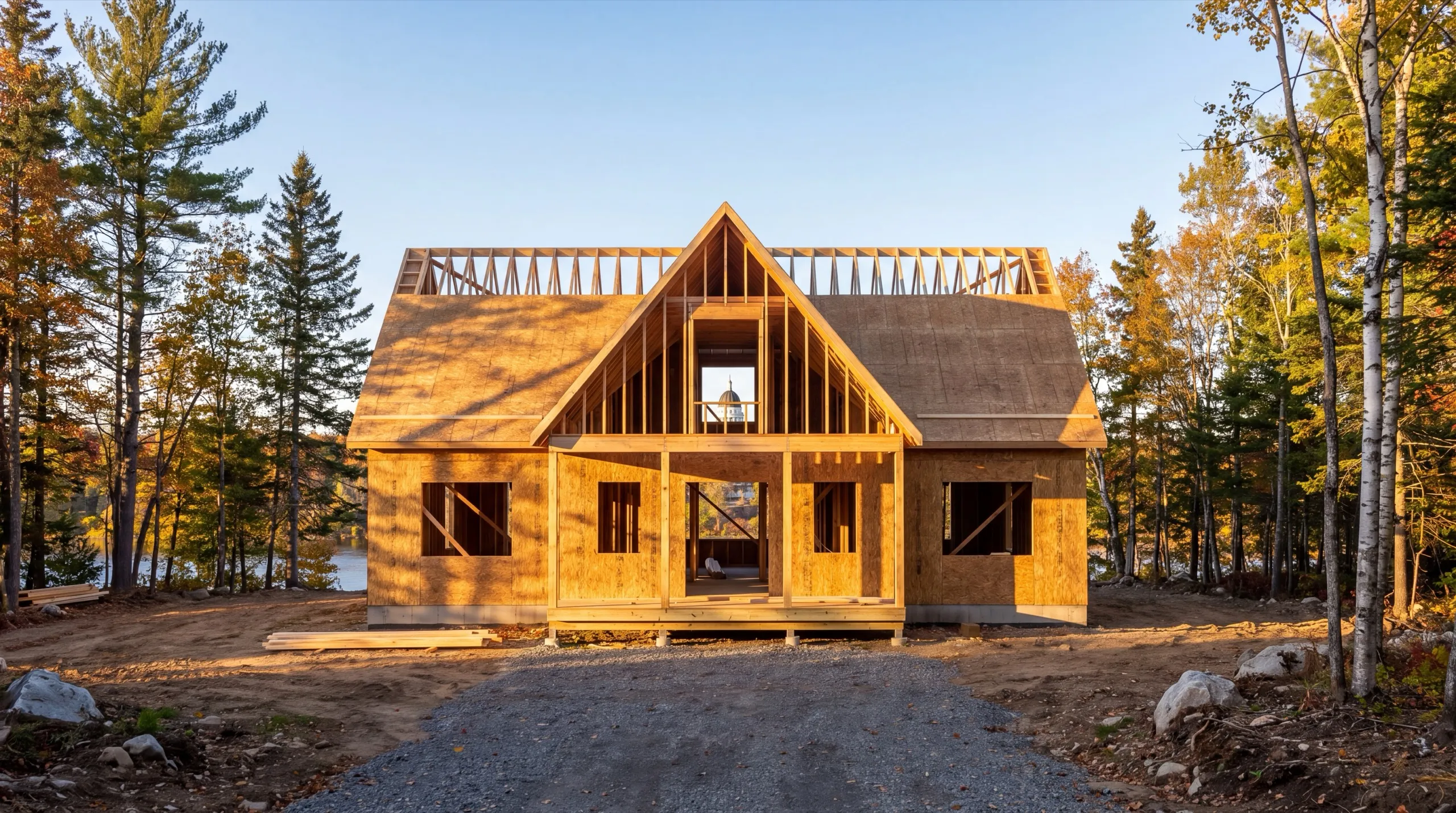 framing crew on a custom home build in Augusta