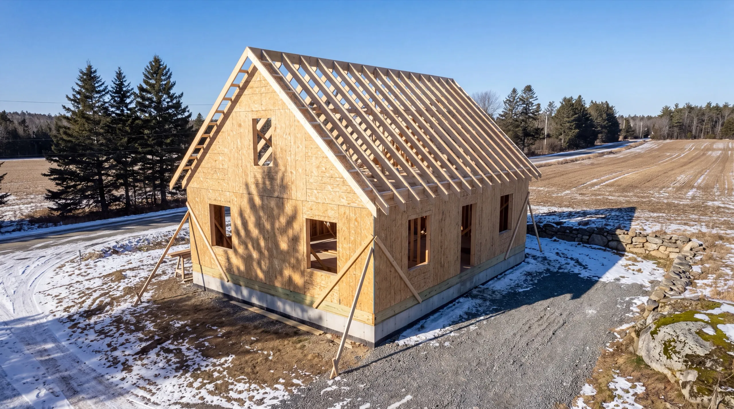 framing crew on a custom home build in Chelsea
