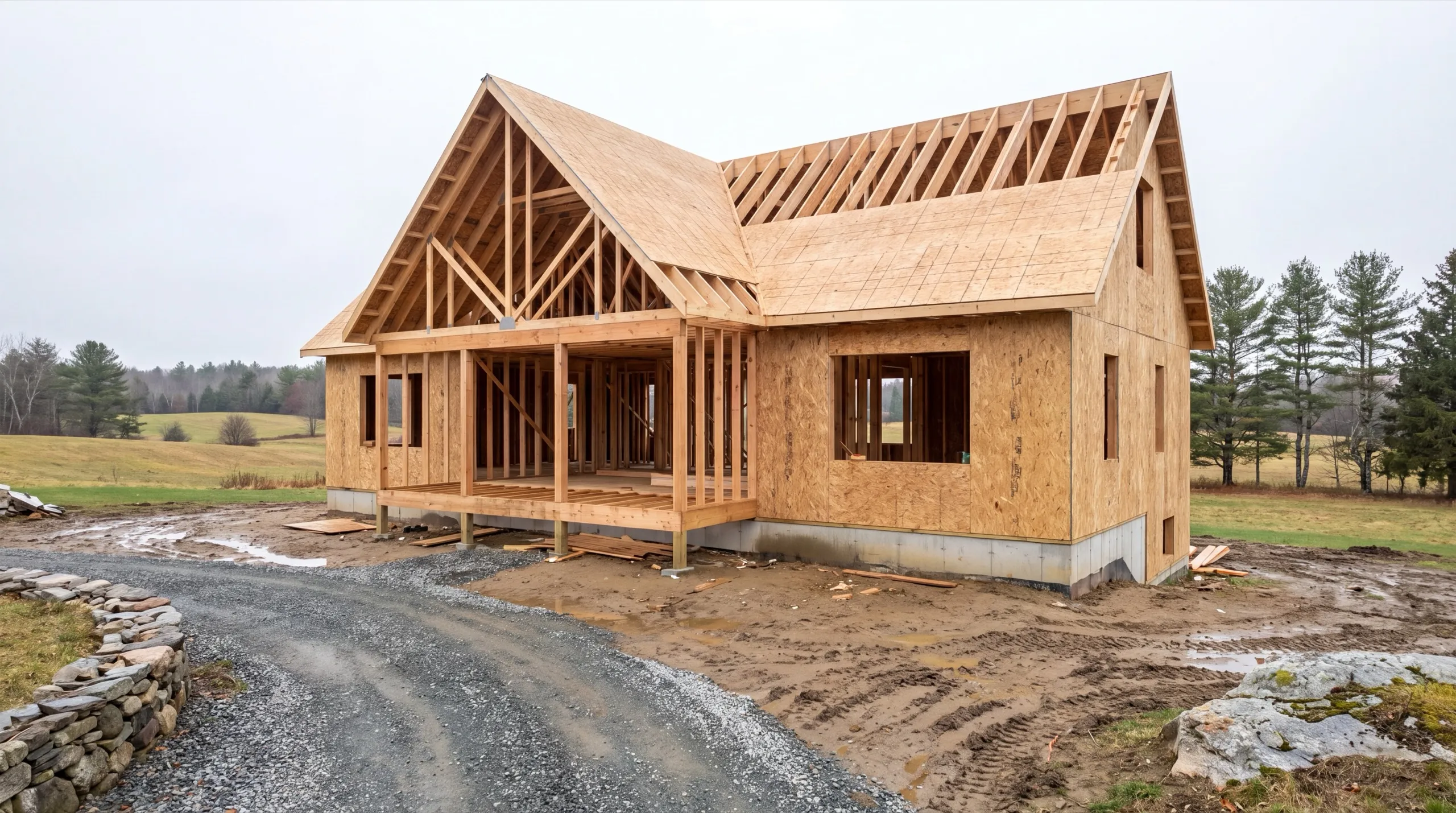 framing crew on a custom home build in Litchfield