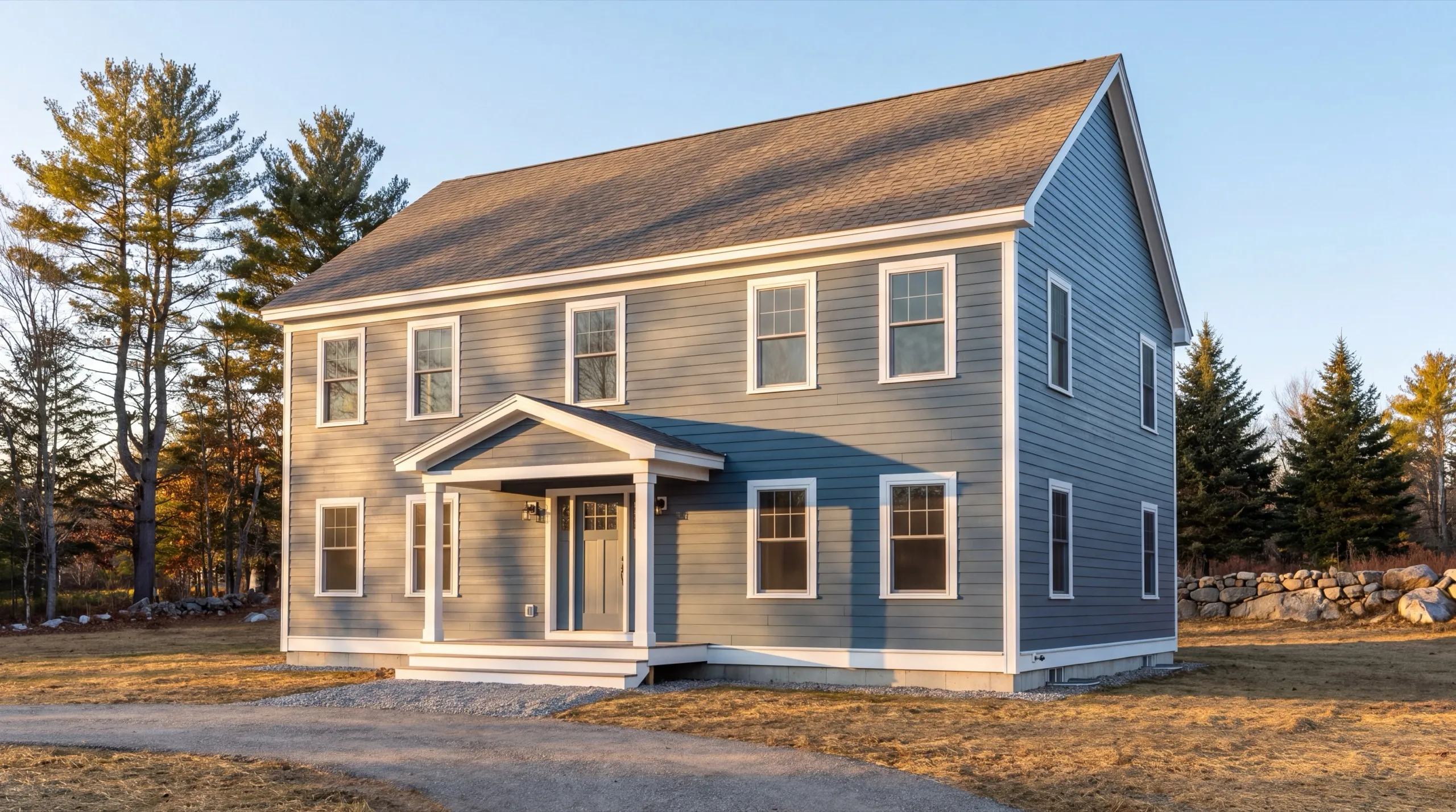 custom home builder in Litchfield, ME framing a new house