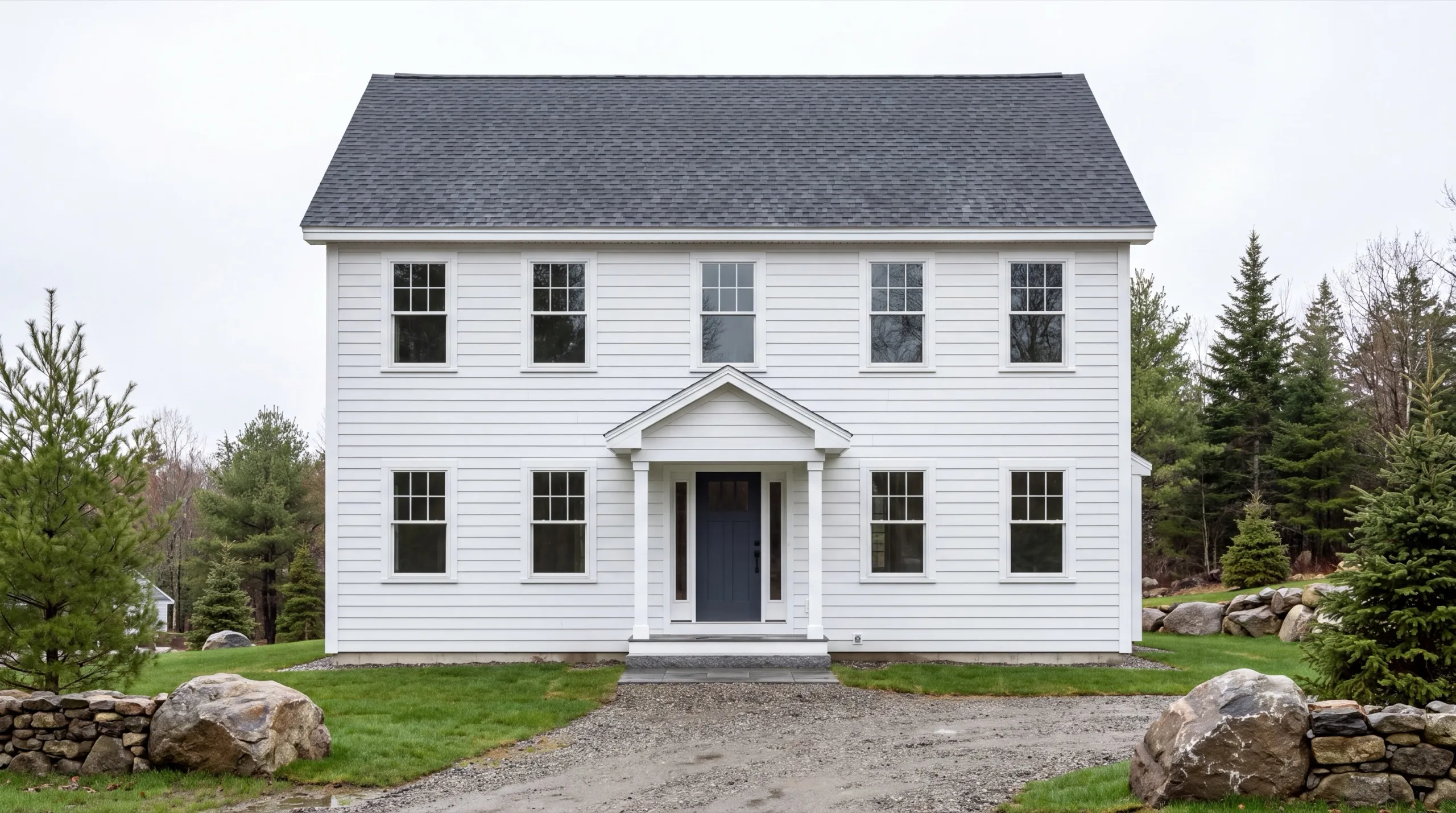 finished custom home exterior in West Gardiner