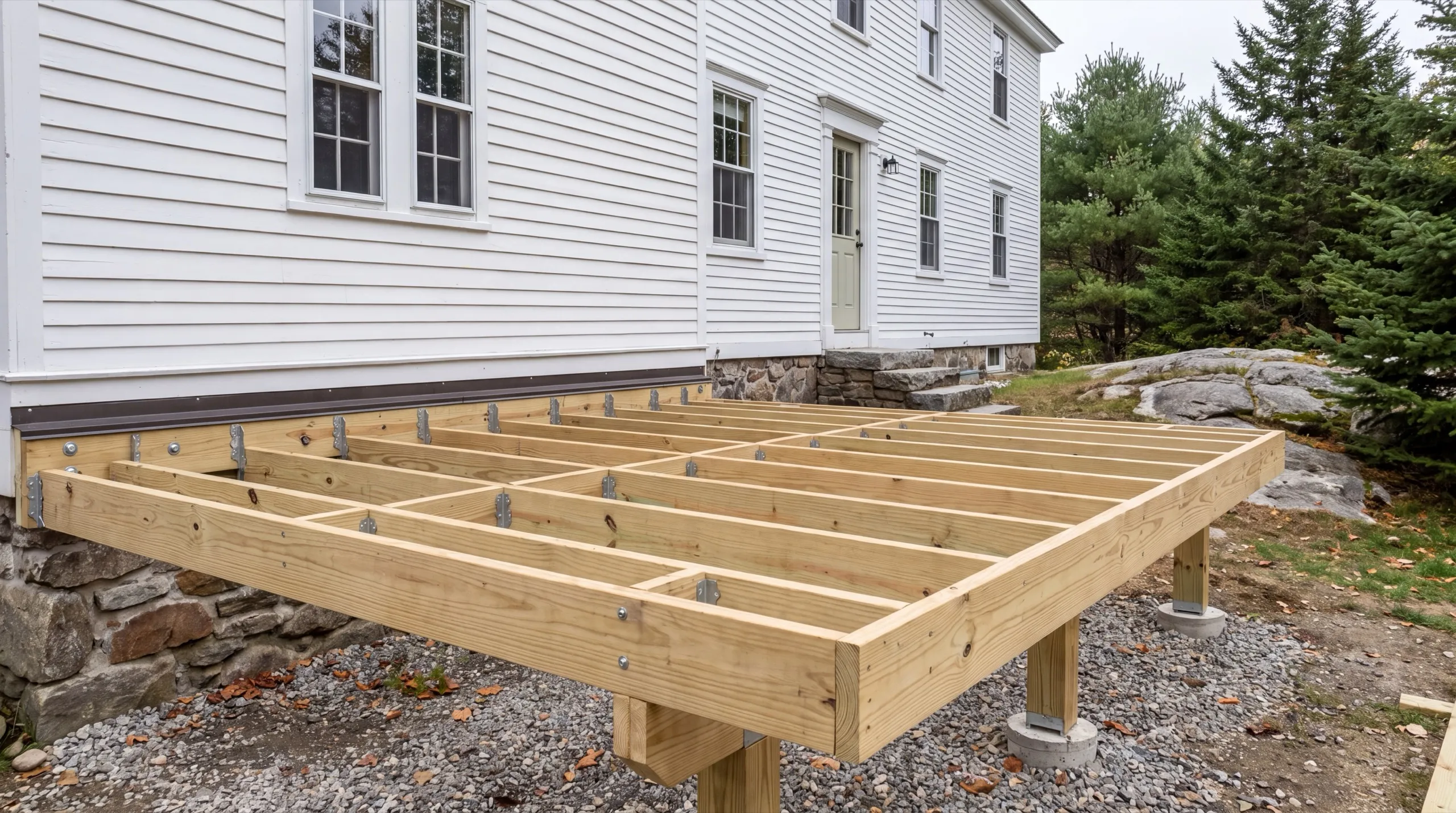 deck framing in progress on a Gardiner home