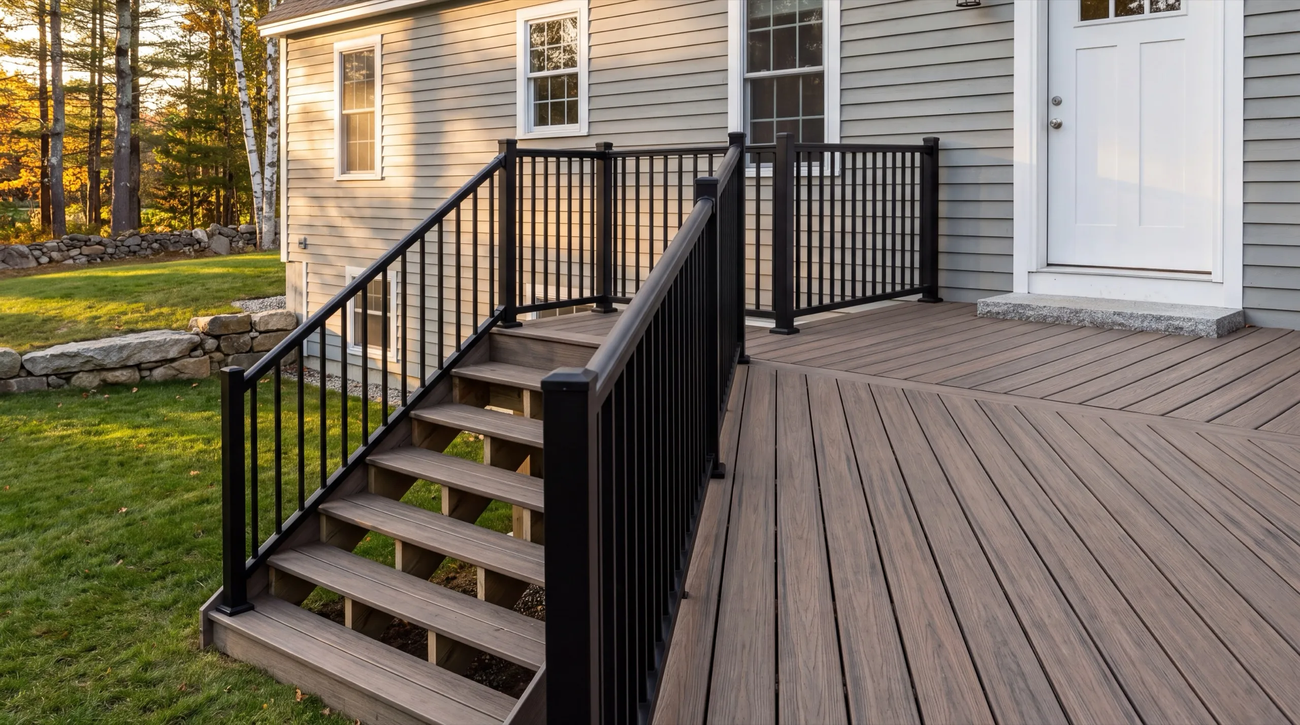 finished deck exterior on a Hallowell home