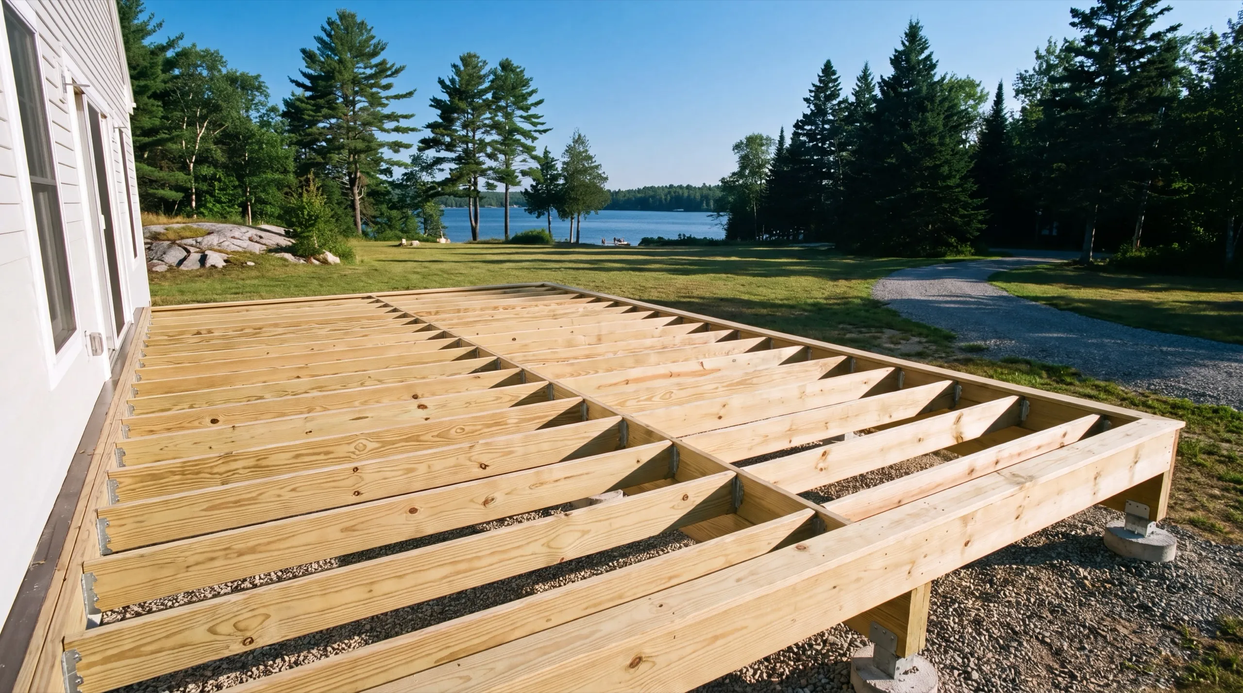 deck framing in progress on a Jefferson home