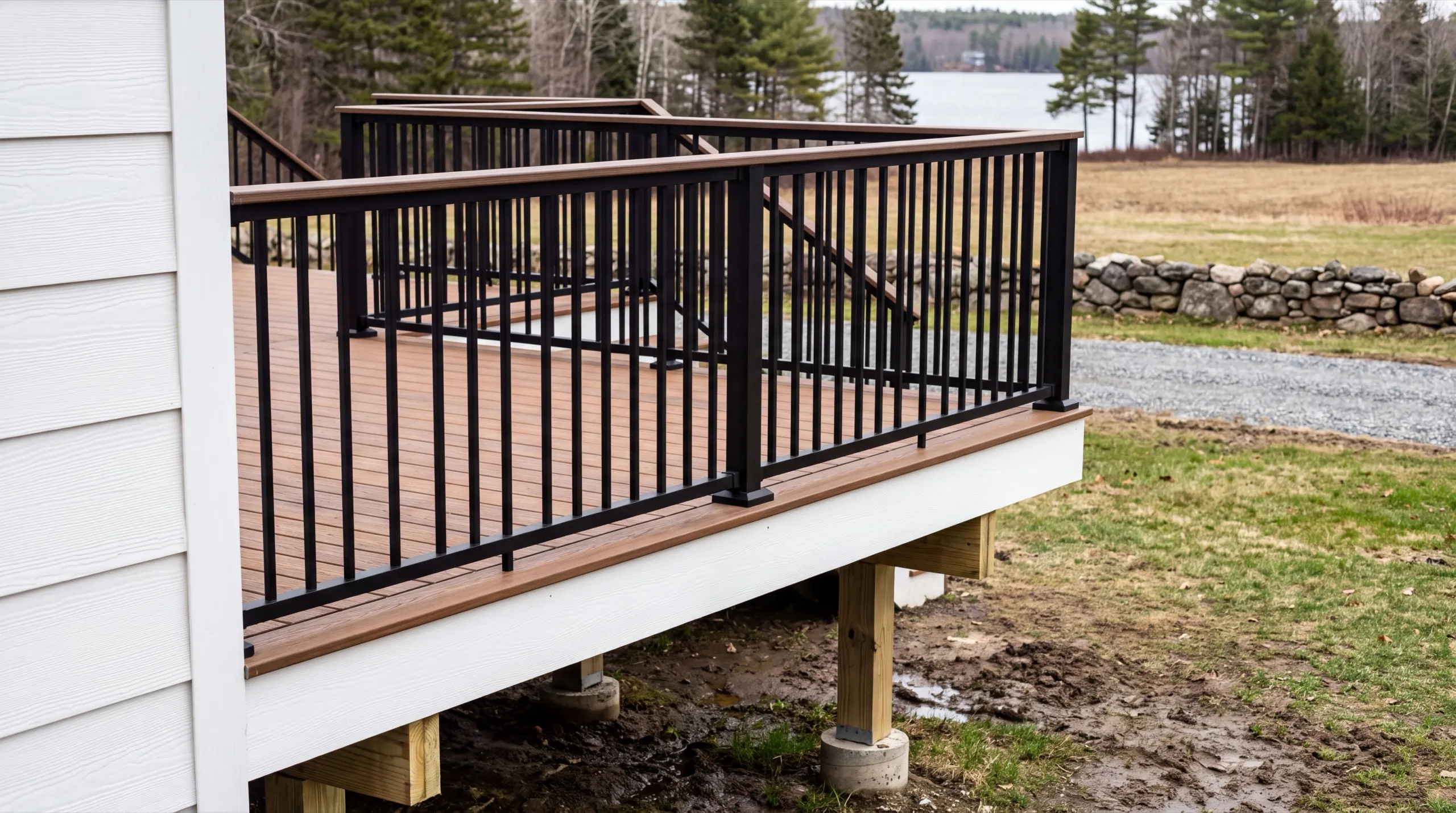deck contractor in Monmouth, ME building a composite deck