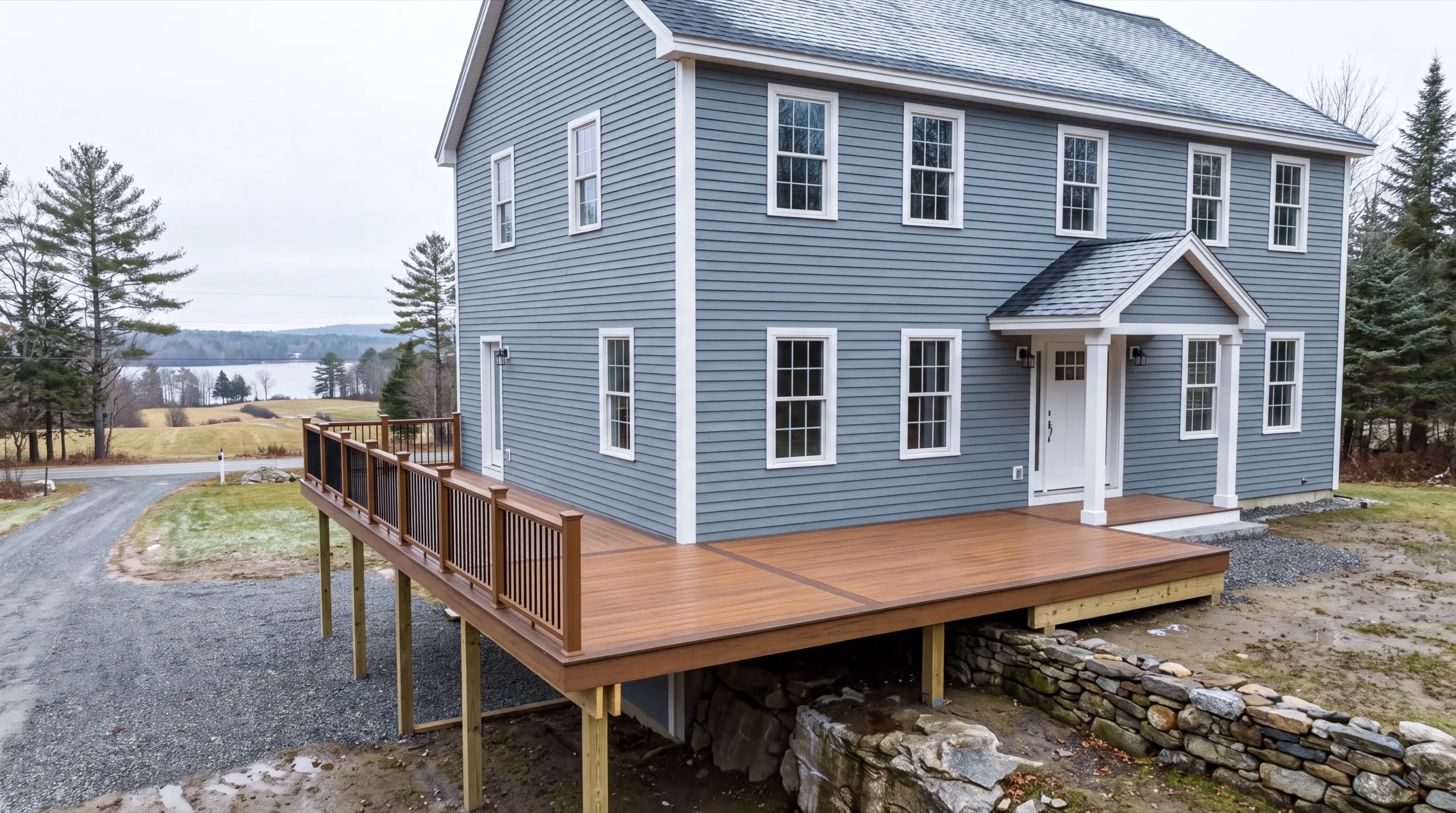 deck contractor in Sidney, ME building a composite deck