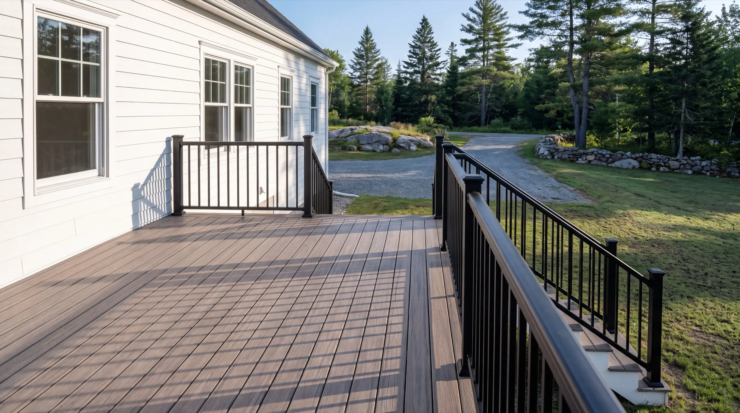 finished deck exterior on a Vassalboro home
