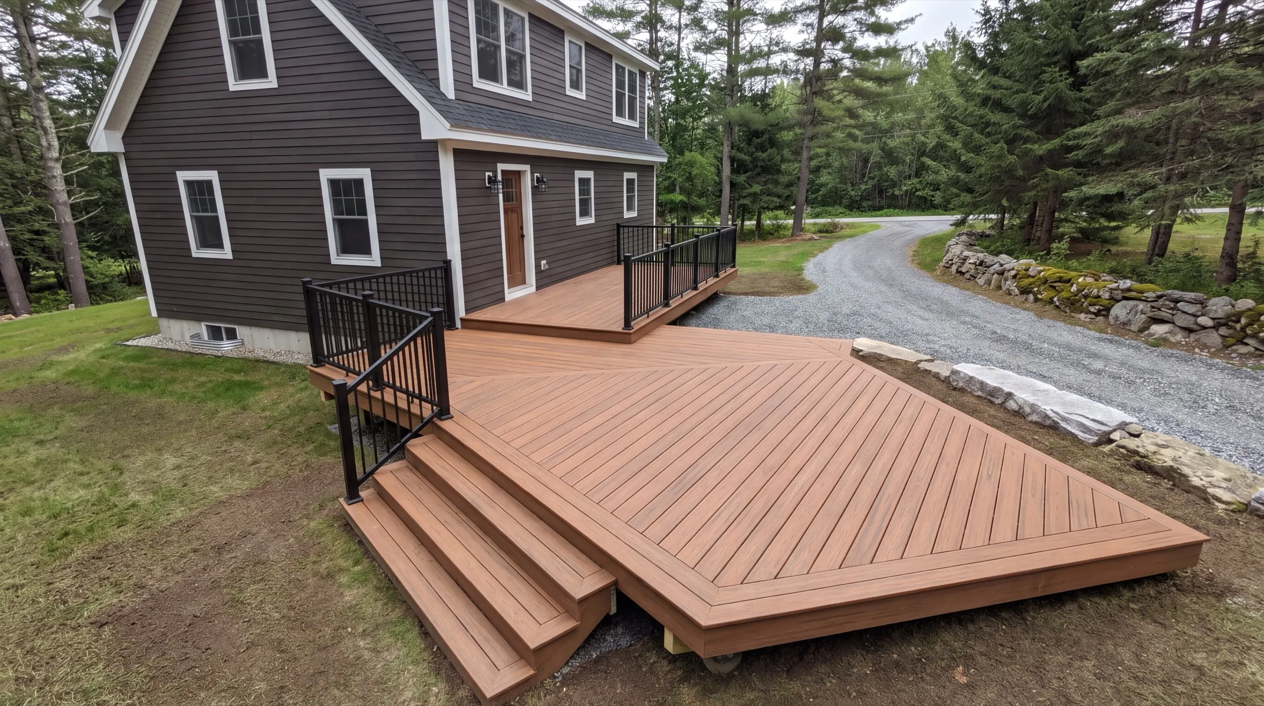 finished deck exterior on a West Gardiner home