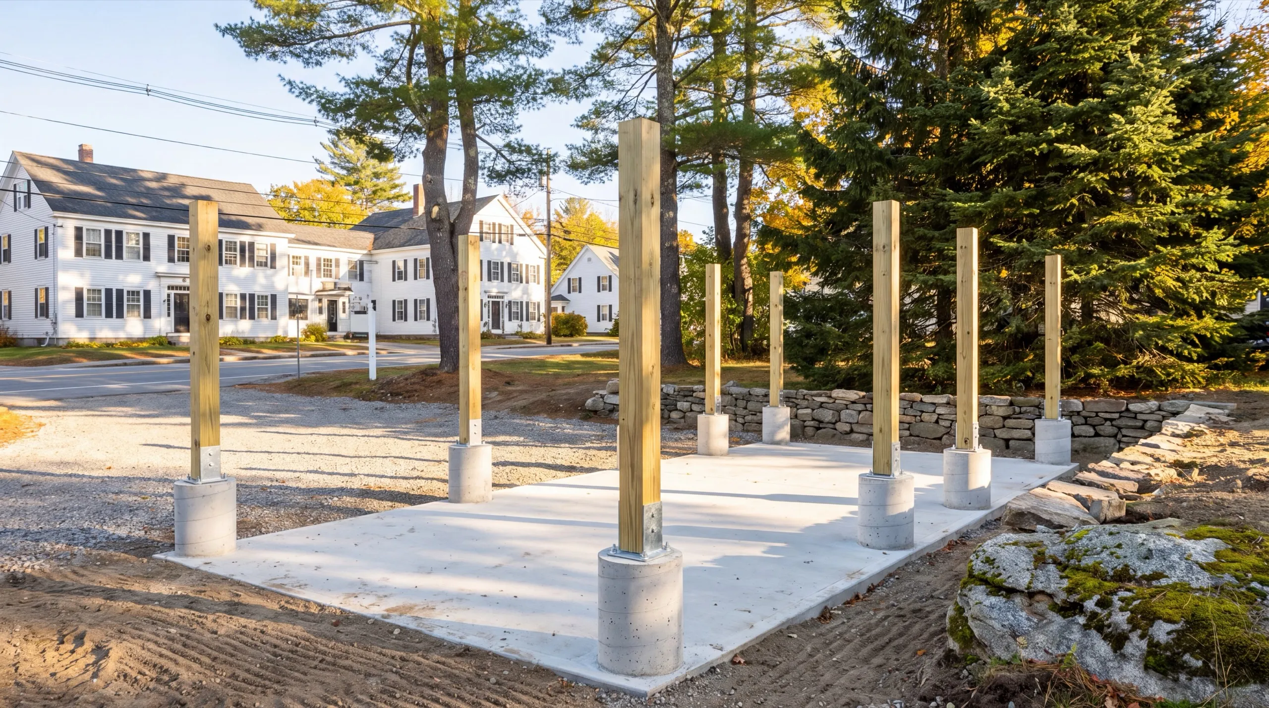 deck footing and post installation in Wiscasset