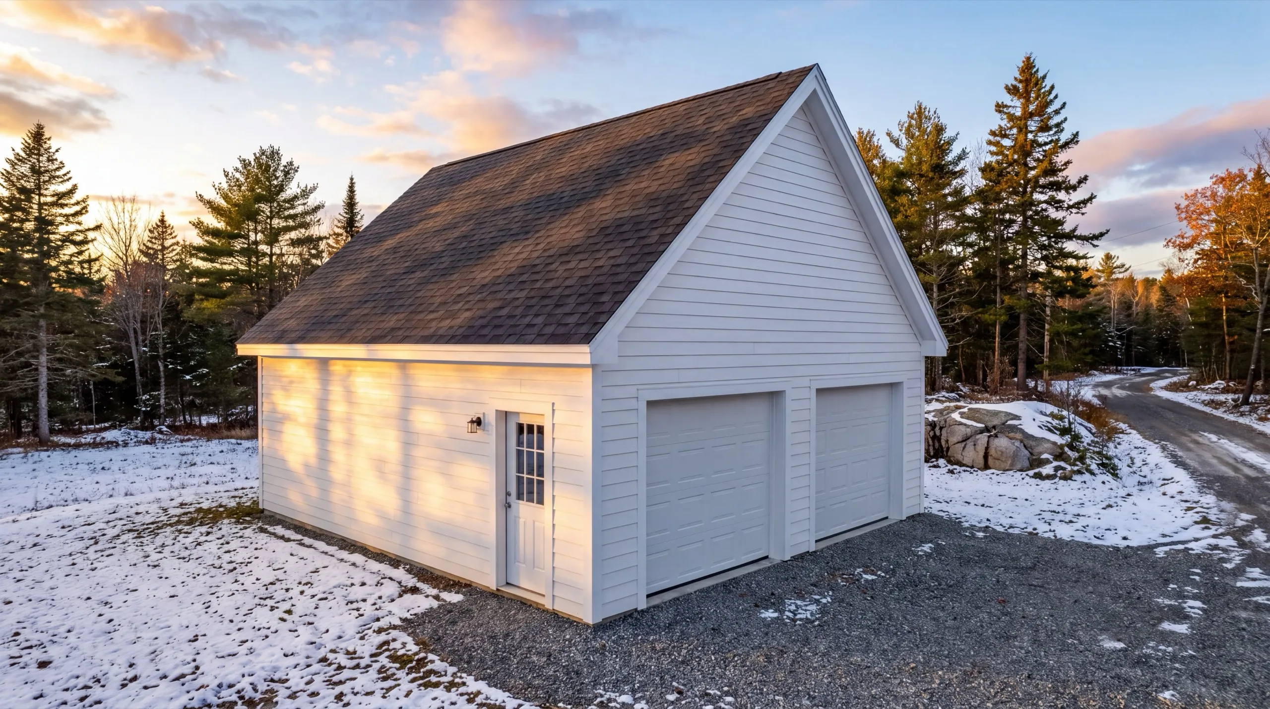 garage build near Kennebec River frontage in Chelsea