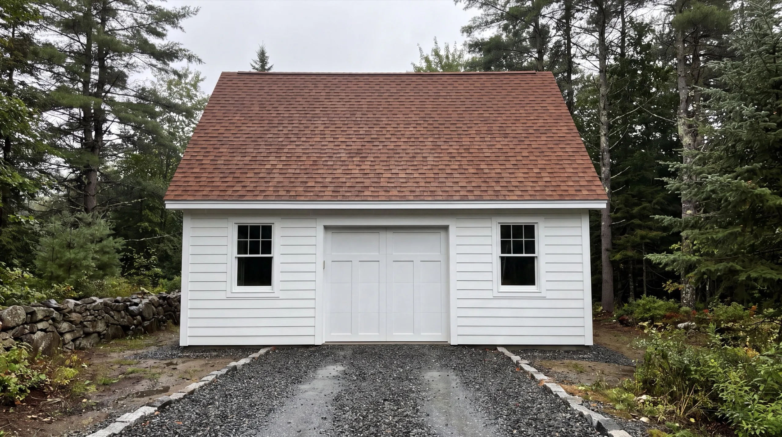 detached garage on a rural Central Maine property