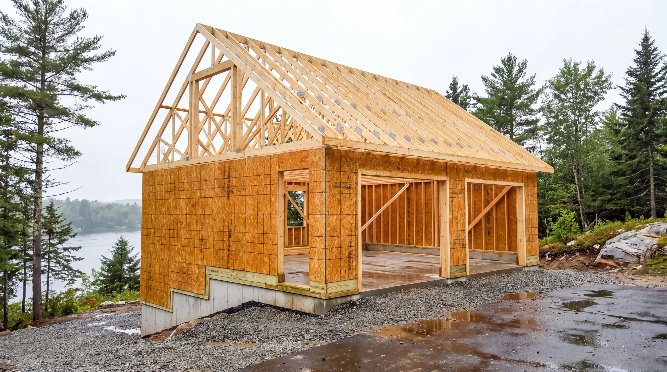 framing crew on a Farmingdale garage build