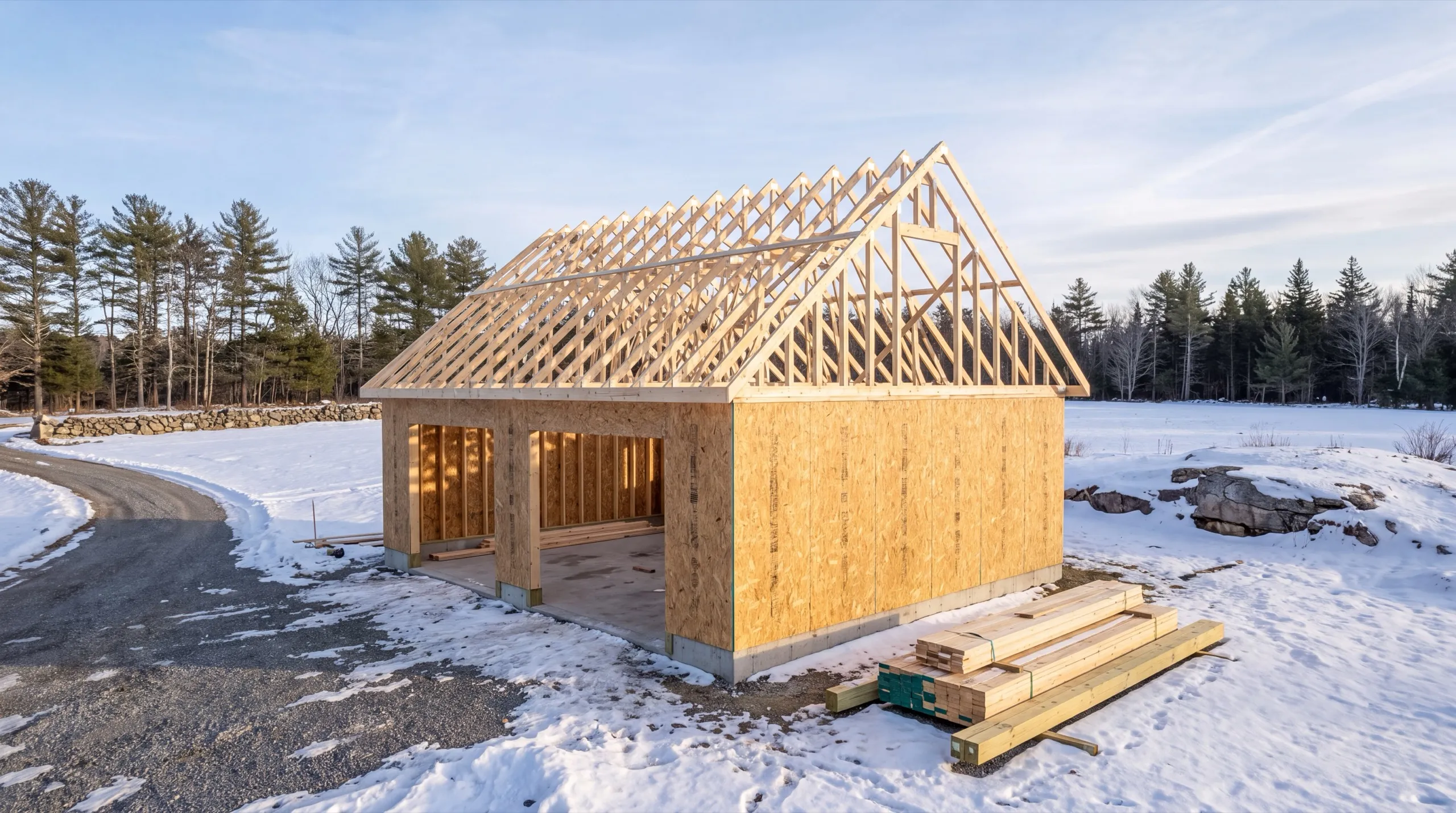 framing crew on a Litchfield garage build