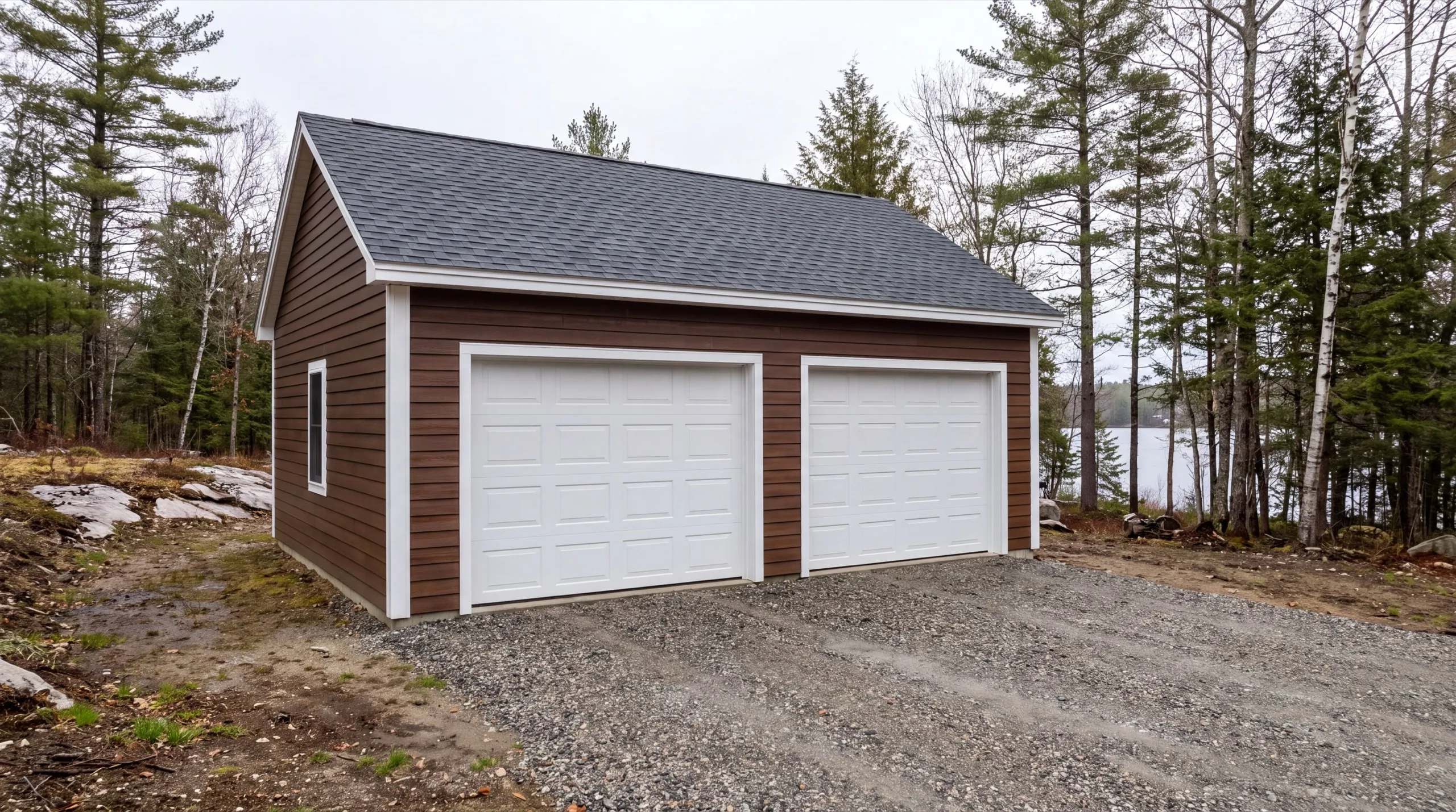 garage builders in Manchester, ME building a detached garage near Lake Cobbossee