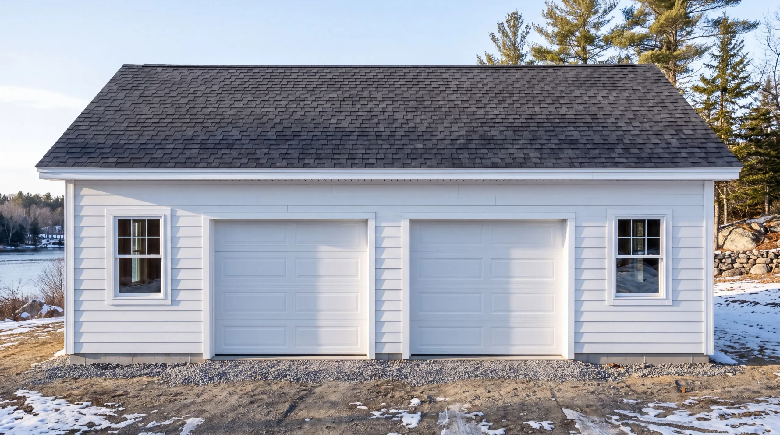 detached garage on inland Pittston farmland