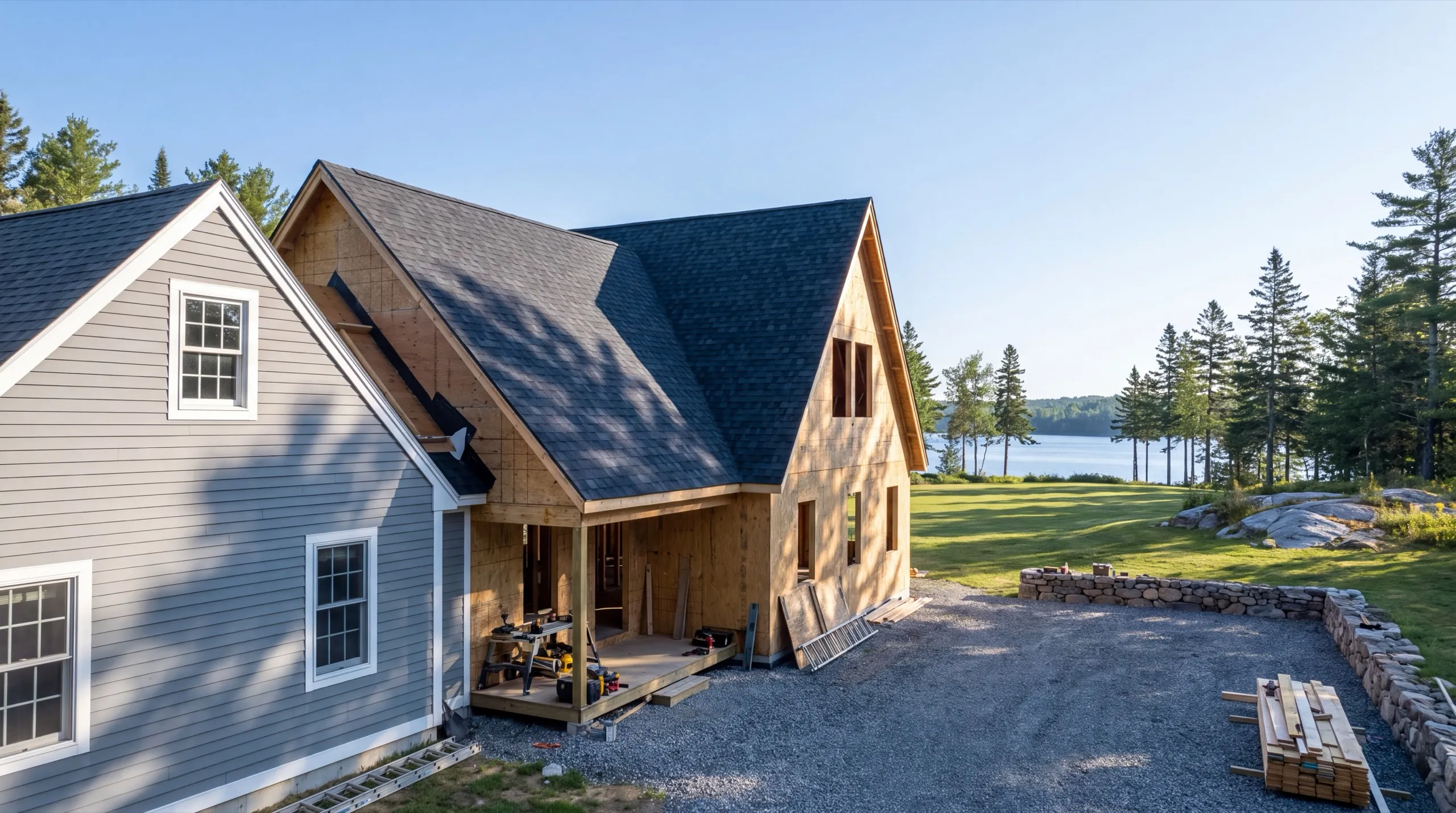 general contractor in Richmond, ME reviewing plans near the Kennebec