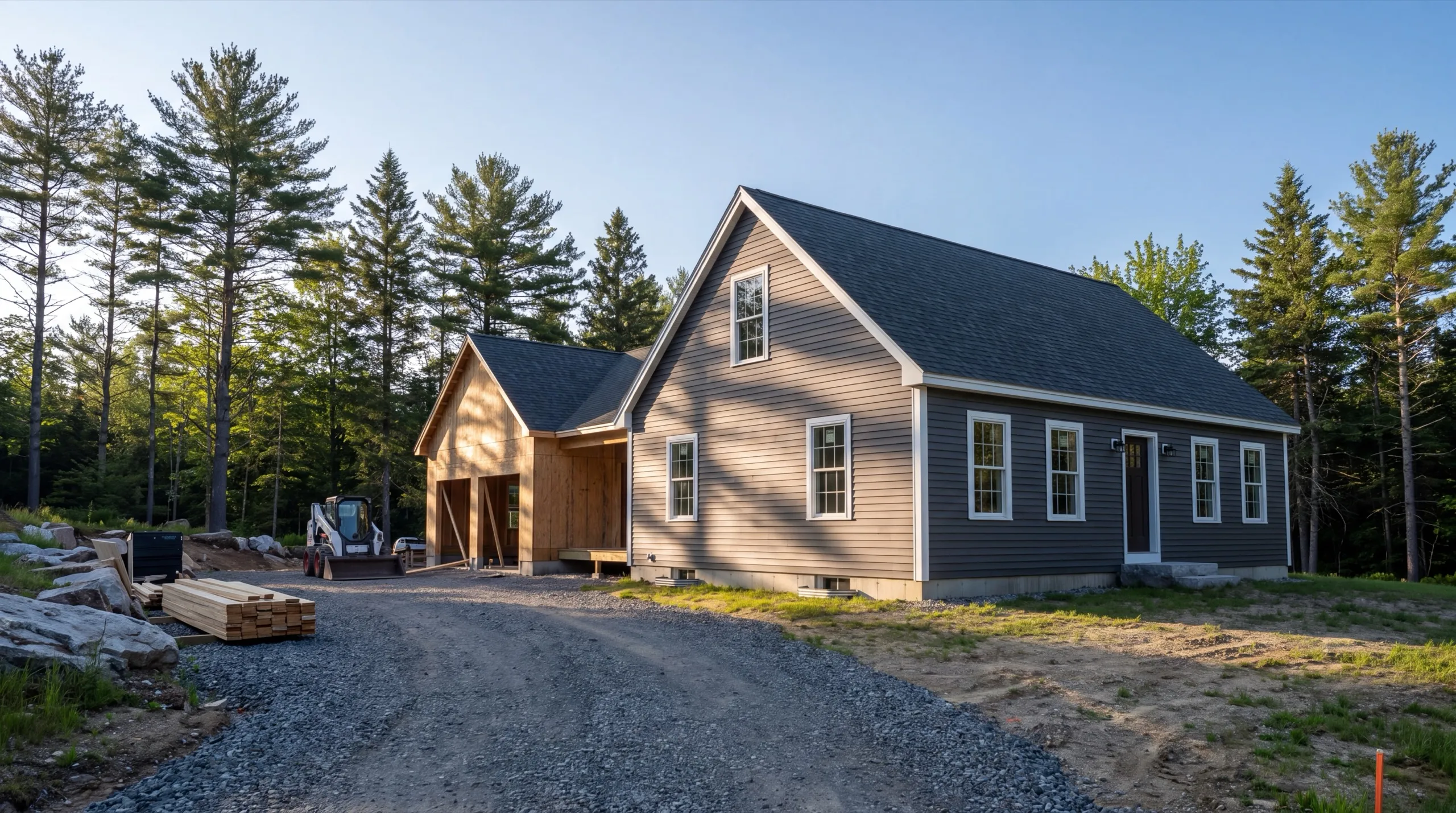 general contractor in Vassalboro, ME reviewing plans on a rural property