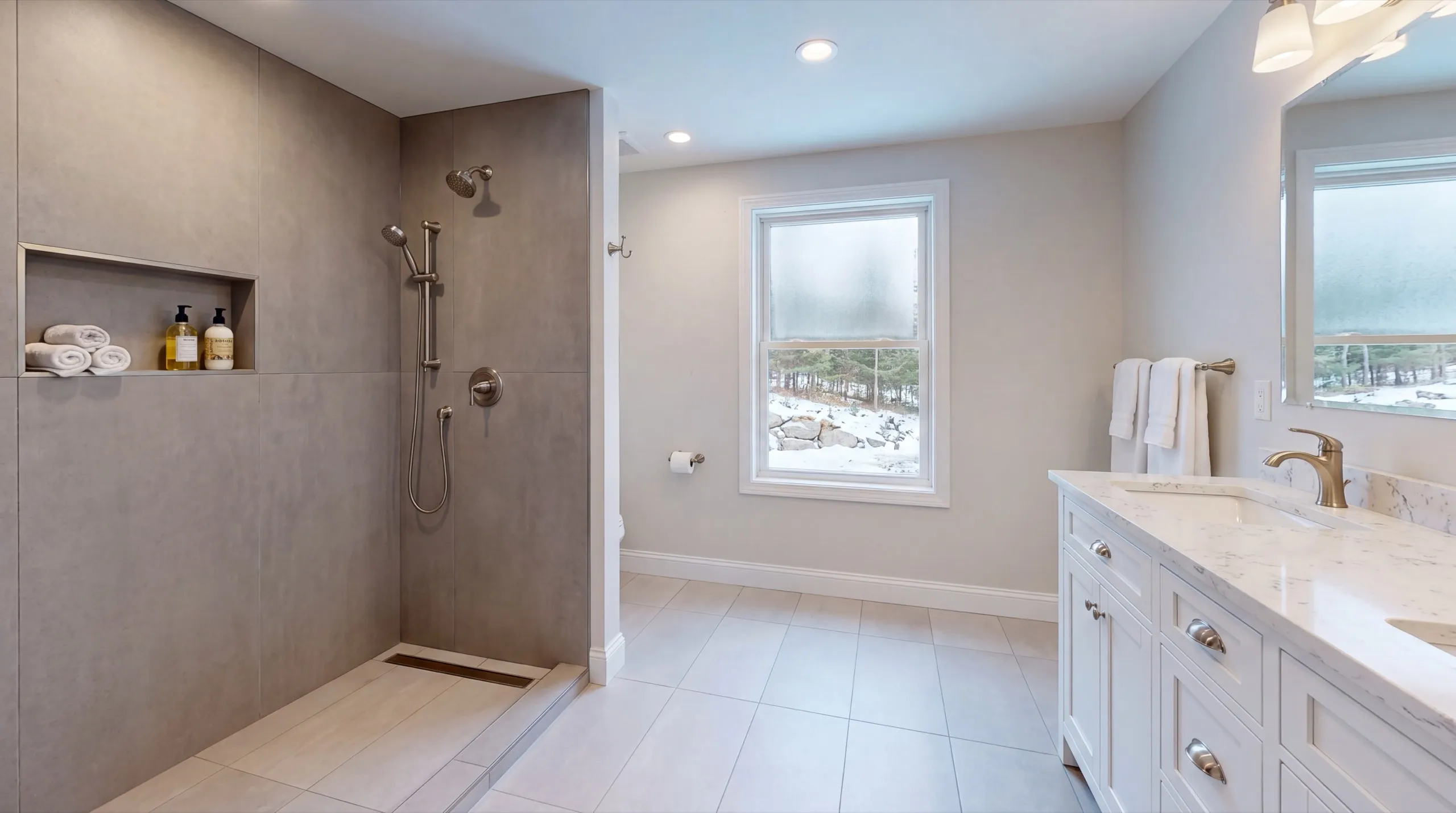 bathroom remodel with new tile in a Farmingdale home