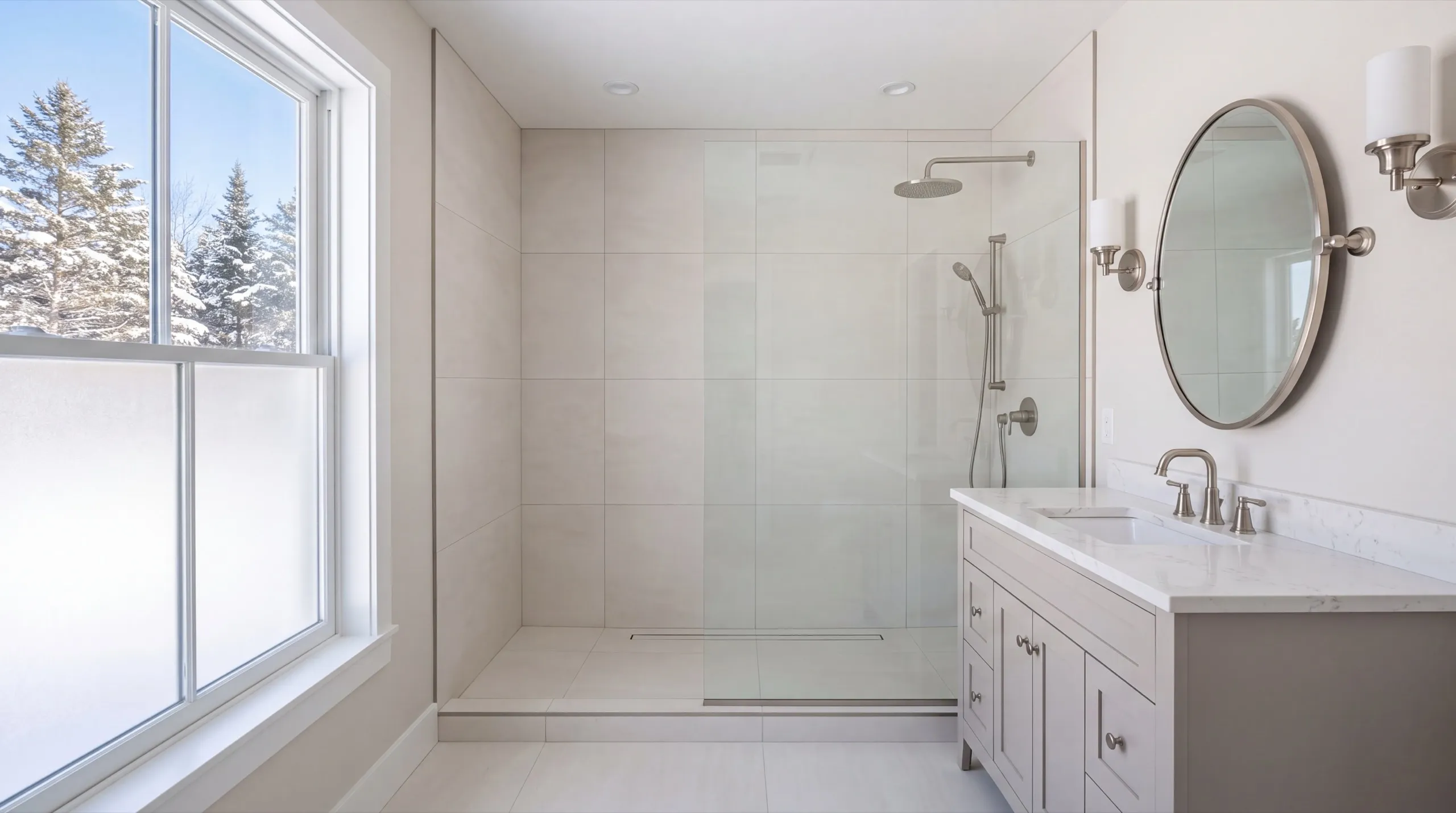 bathroom remodel with new tile in a Sidney home