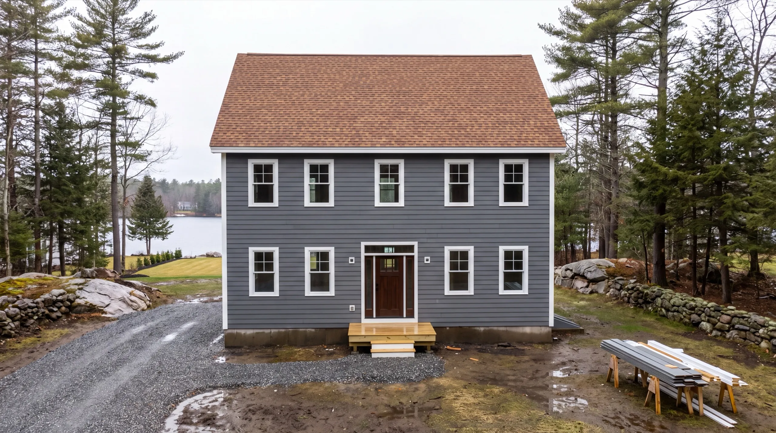 siding contractor in Winthrop, ME installing fiber-cement siding